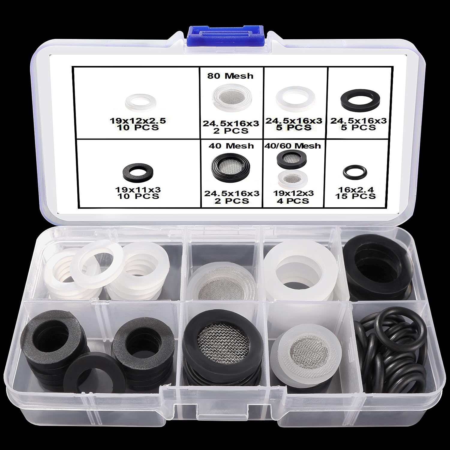 Lyeteung 53 PCS 1/2 3/4 Inch Hose Washers and Filter Mesh Washer Kit, Mesh Washers, Seal O Ring Gasket