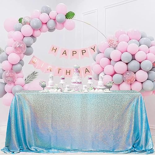 FANPROMS Mantel rectangular turquesa de 84 x 108 pulgadas, mantel de lentejuelas color aguamarina brillante para eventos festivos, mesa iridiscente,