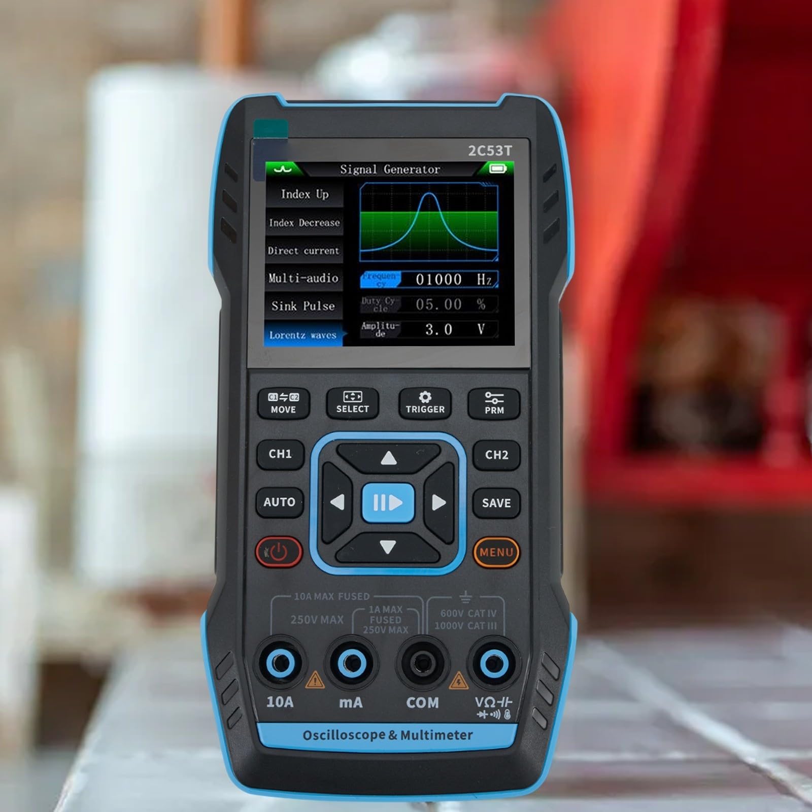 Osciloscopio digital 3 en 1 2C53T con generador de señal y multímetro, 50 MHz, LCD a color de 2.8 pulgadas, salida DDS paso de 1 Hz, guardado/exportación de forma de onda, para mantenimiento y