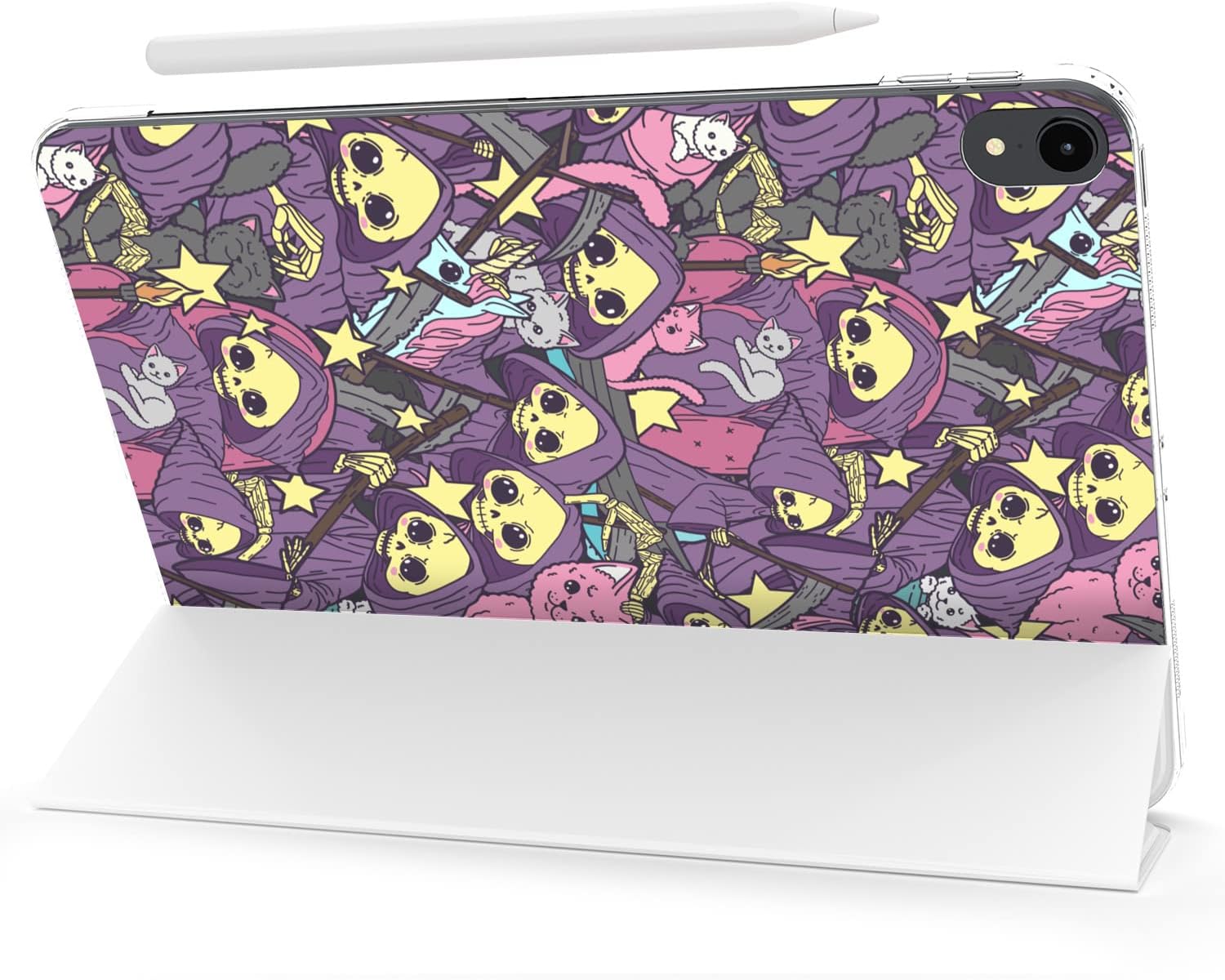 Case for iPad Pro 13 M4 Air M2 11 2024 4th 10.9 2022 10.2 12.9 10.5 9.7 Mini 6 5 4 3 2 1 Grim Cool Design Cats Funny Stand Reaper Print Creative Magnetic Closure Trend Cute Slim fit Death image 4