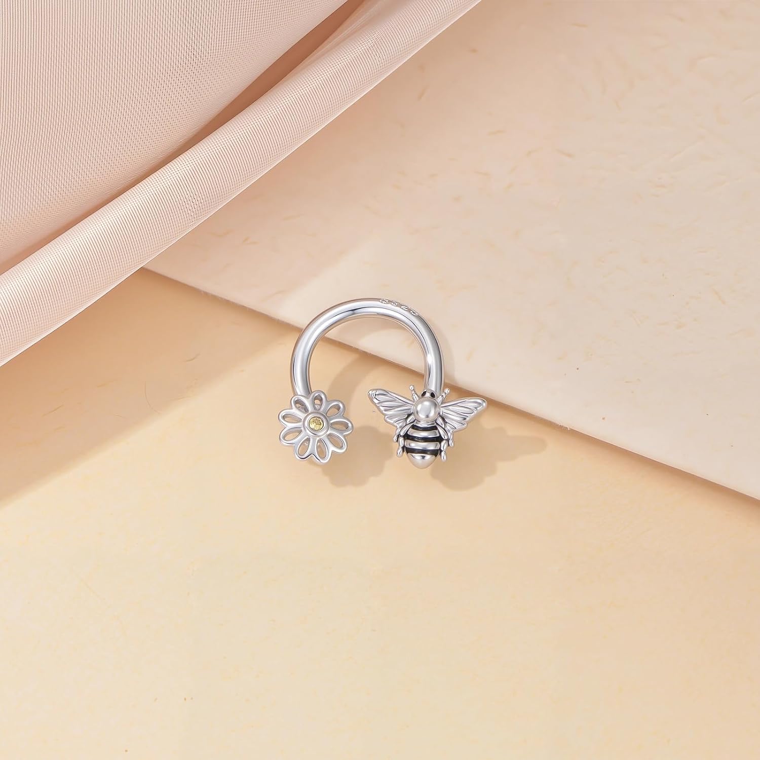Bee Septum Rings 925 Sterling Silver Bee Nose Ring Septum Piercing Jewelry Flowers Daith Earrings for Women
