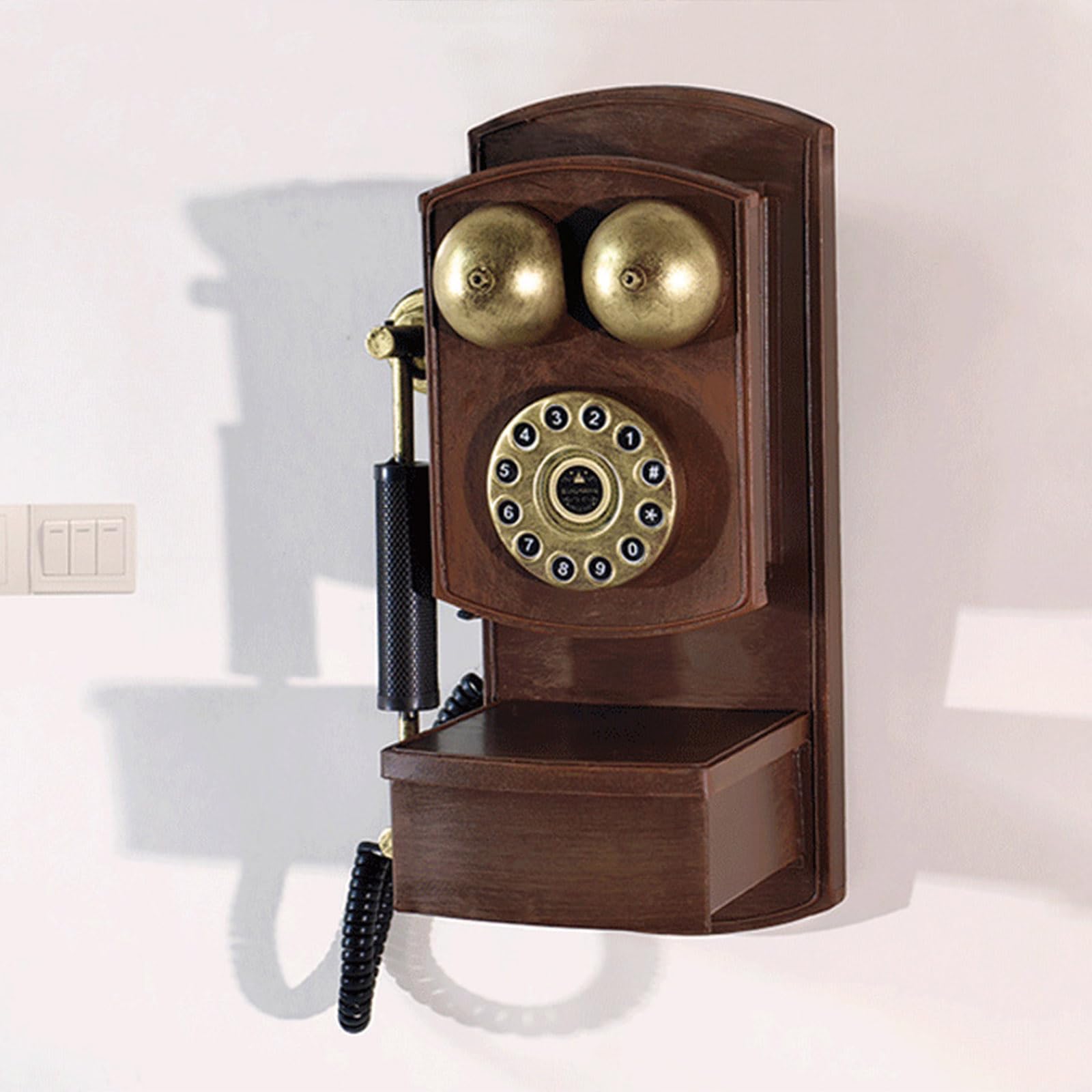 Retro Klassisches Wandtelefon mit Schnur, antikes Festnetztelefon mit Aufbewahrungsbox, modernes Homeoffice
