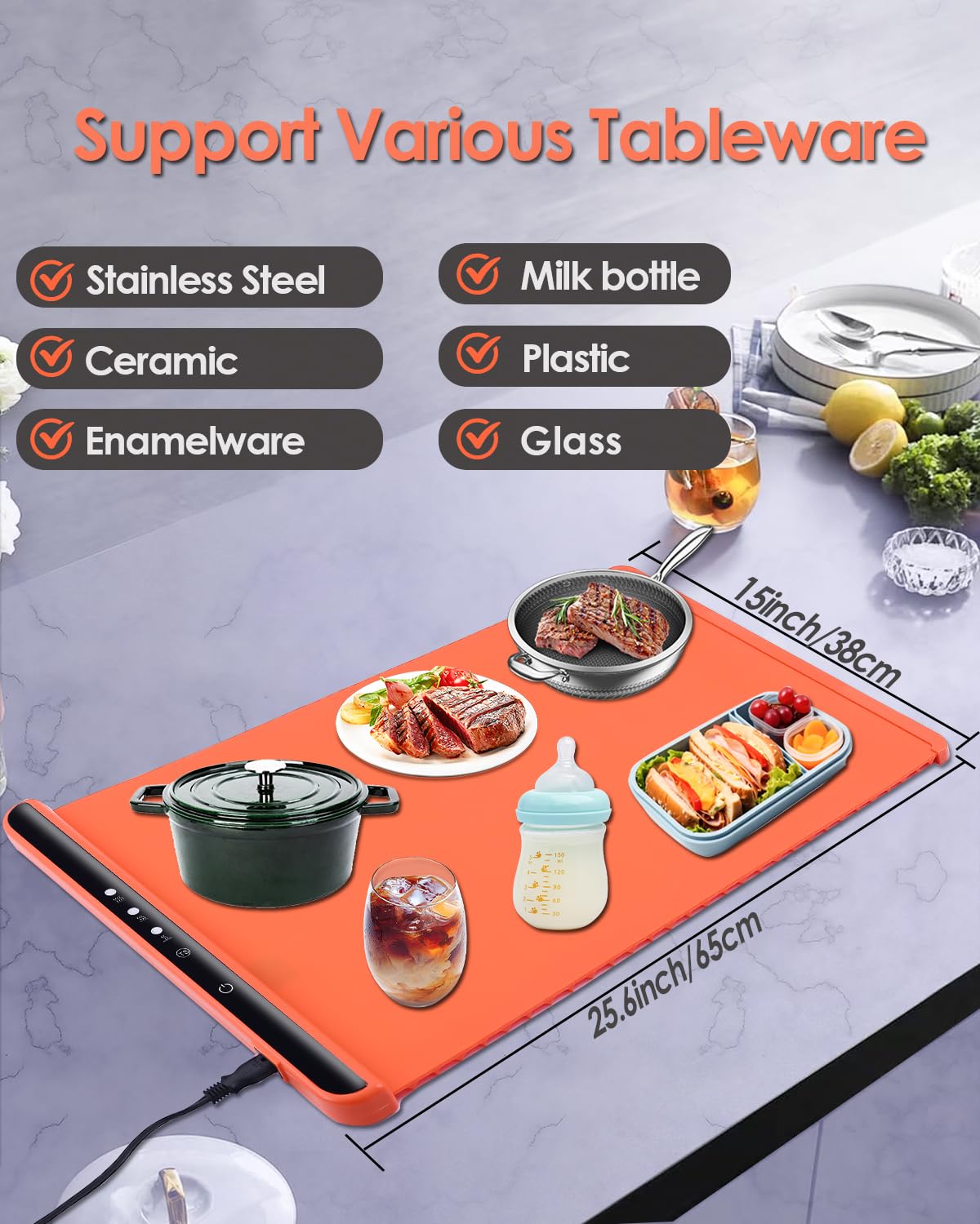 Bandeja Eléctrica, con Temperatura Ajustable, Diseño Plegable y Calentamiento Rápido, Adecuada para Paneles de Calentamiento para Buffets, Reuniones Familiares, Sábados, Días Festivos