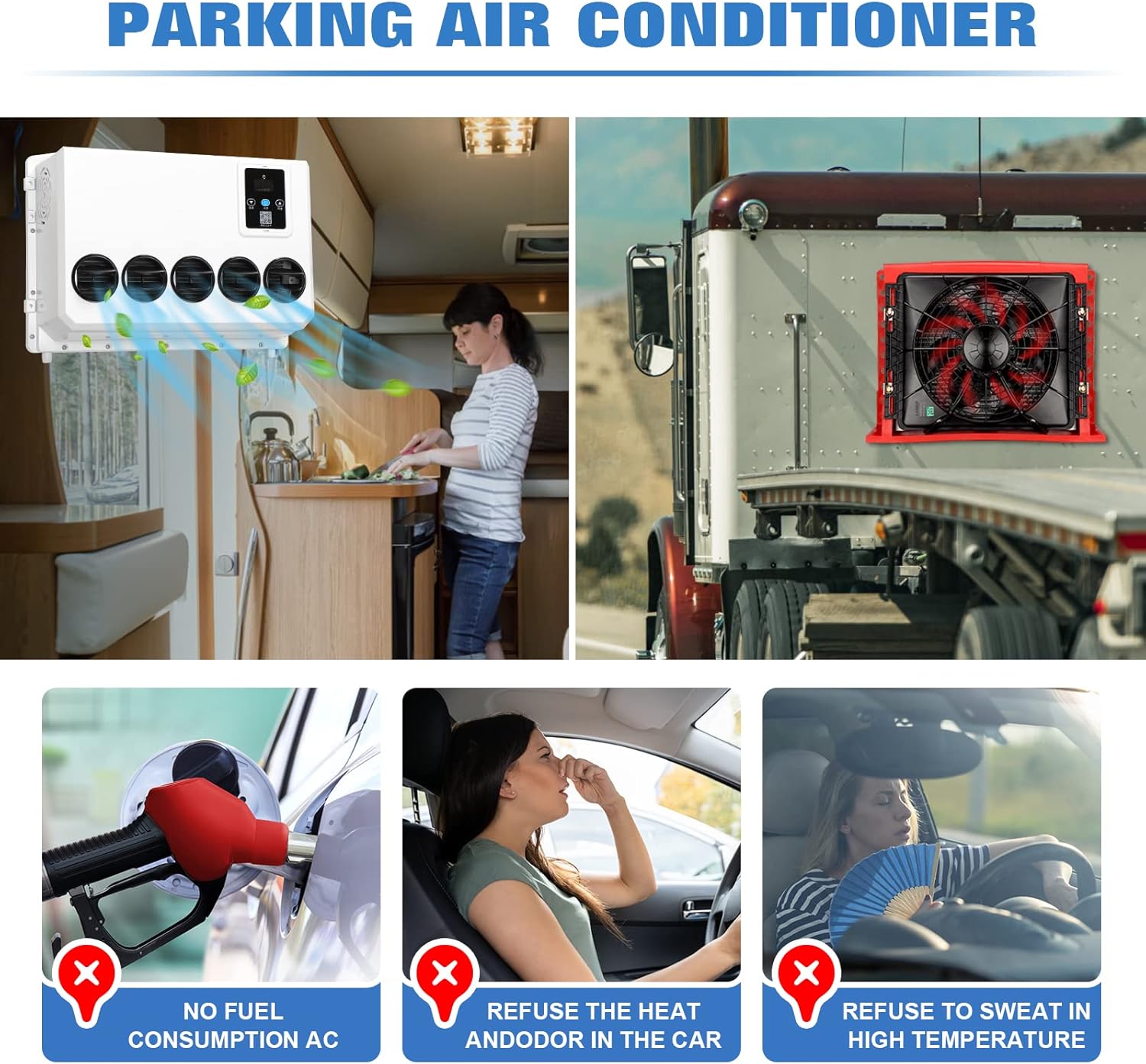 RV65F 24V Parking Air Conditioner Unit, 24V DC Air Conditioner Truck RV Excavator Van Farm Vehicle Split Type Air Conditioner (24V voltage) : Automotive
