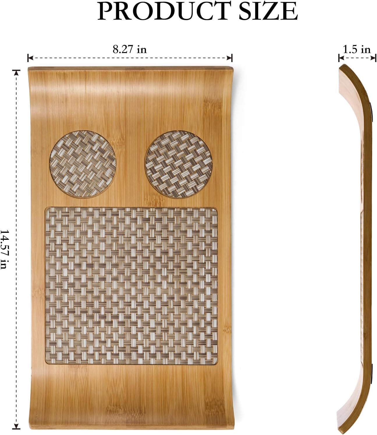 Bamboo Serving Tray of Boat Shape,Decorative Ottoman Tray for Coffee Table, Tray Decor for Bathroom Living Room, Breakfast in Bed - Image 3