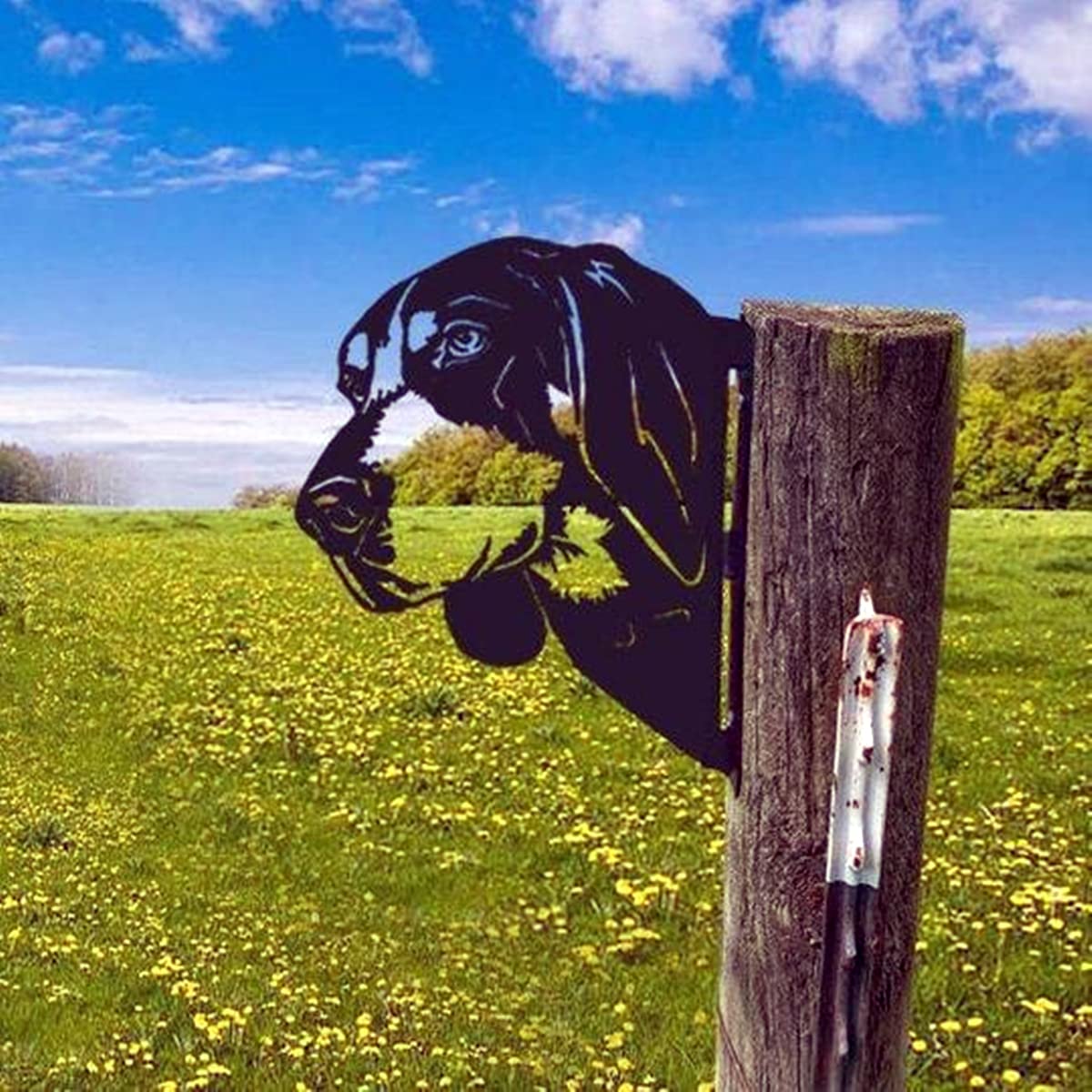 Lffy #12 Dog Peeping Animal Metal Art - Farm Peeping Cow Metal Art Garden Decor Outdoor Farm Backyard Patio Lawn Garden Fence Decoration (#12 Dog)