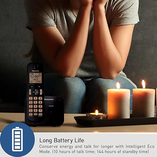 Miniatura 5 de Panasonic Teléfono inalámbrico, pantalla retroiluminada de 1.6", bloque de llamadas, altavoz, 10 horas de tiempo de conversación, 1 auricular -