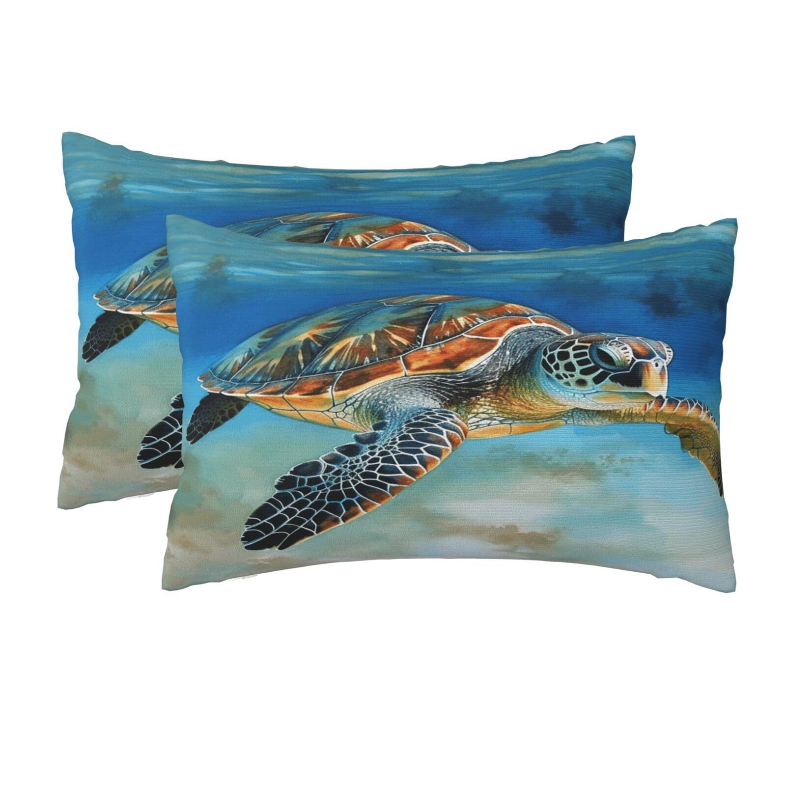 2 Pack Queen Size Pillow Cases for Hair and Skin Soft Breathable Pillow Case Covers with Hidden Zipper Sea Turtle Pillowcase 20x30 Inches Pillow Cover for Sleeping Gift
