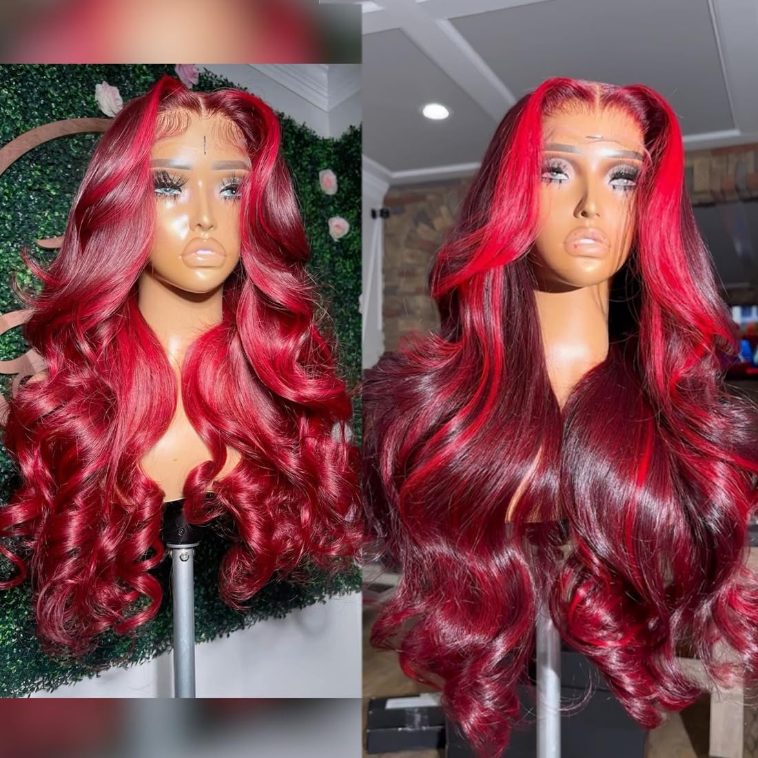 Healthair Red Mix 99J Body Wave Lace Front Wigs Human Hair 200 Density Glueless Human Hair Wigs for Black Women 13x4 HD Lace Front Human Hair Wigs (20inch)