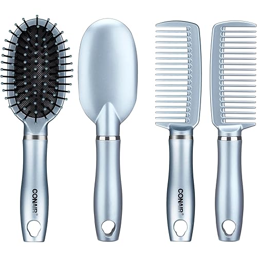 Conair Detangle & Style hair brush set - wide tooth comb and travel hair brush - Detangling Brush and Comb Set - Color at random - 2 Count
