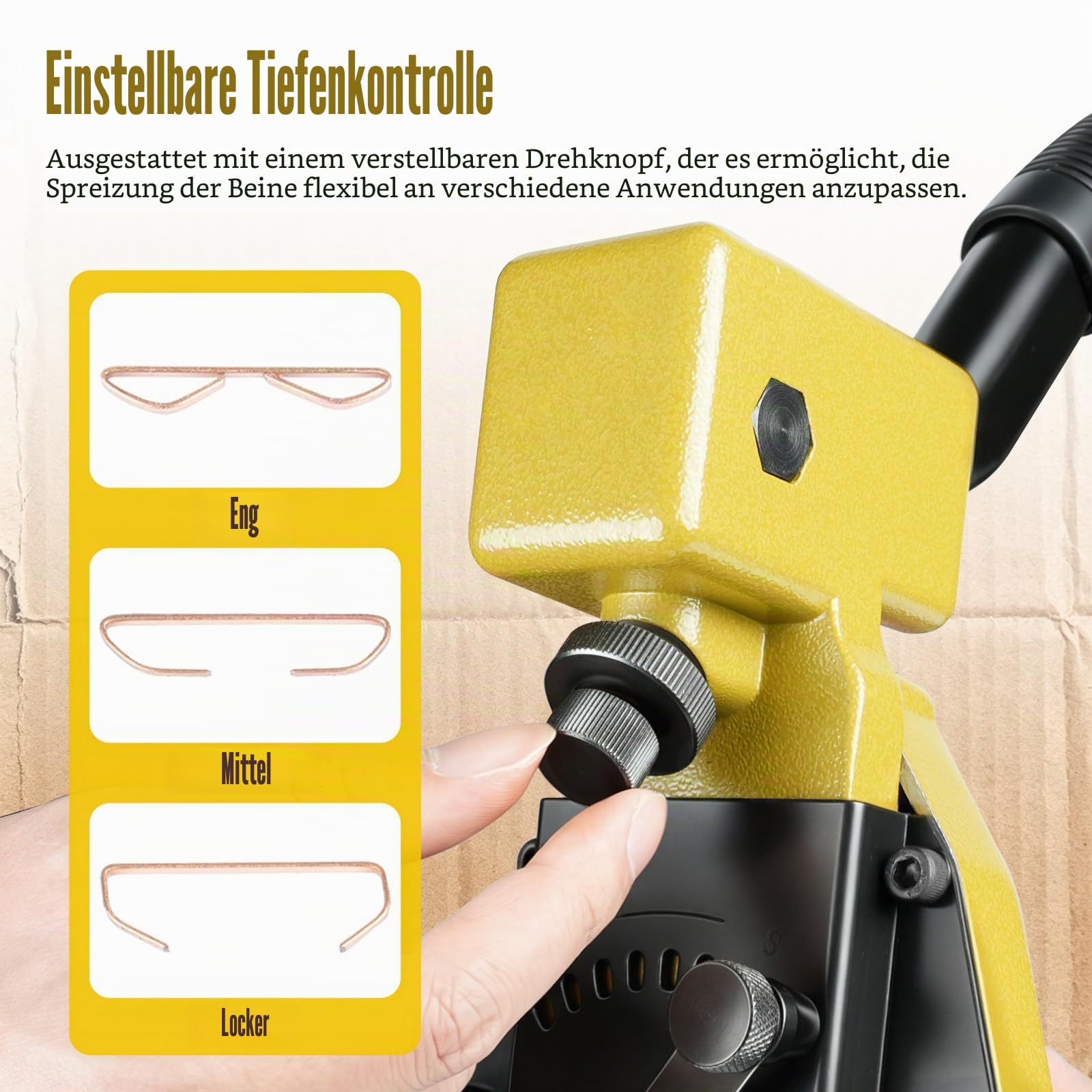 KIMSING Handtacker HB3518 16 Gauge,Tacker für Holz Pappkartons,34,7 mm Krone,18 mm Länge,Kartonverschluss,Wellpappe-Hefter | Ohne Kompressor, Magnesiumleichtbau, Tiefe einstellbar für Kartons, mit Entklammerer und Zuführer