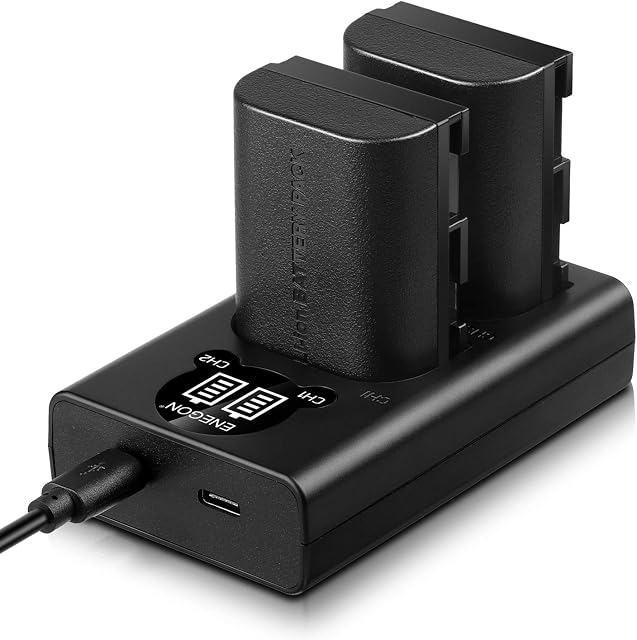 ENEGON LP-E6 Replacement Battery (2-Pack) and Smart LED Dual USB Charger for Canon LP-E6, LP-E6N and Canon EOS 5D Mark II/III, 5DS, 5DS R, 6D, 7D, 7D Mark II, 60D, 70D Cameras and more
