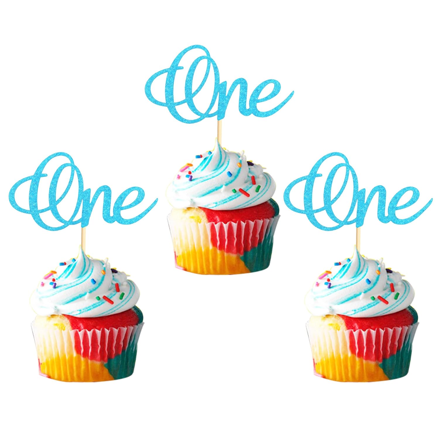 Arthsdite 24pcs One Cupcake Toppers Baby First Birthday