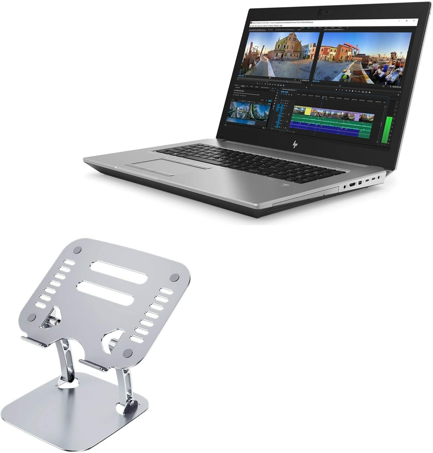 BoxWave Stand and Mount Compatible with HP ZBook 17 G5 (17.3 in) - Executive VersaView Laptop Stand, Ergonomic Adjustable Viewing Angle Metallic Riser - Metallic Silver