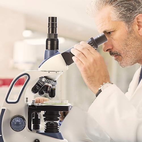 Miniatura 7 de Swift SW380T 40X-2500X de aumento cabeza Siedentopf laboratorio compuesto de microscopio trinocular de grado investigación con oculares de campo