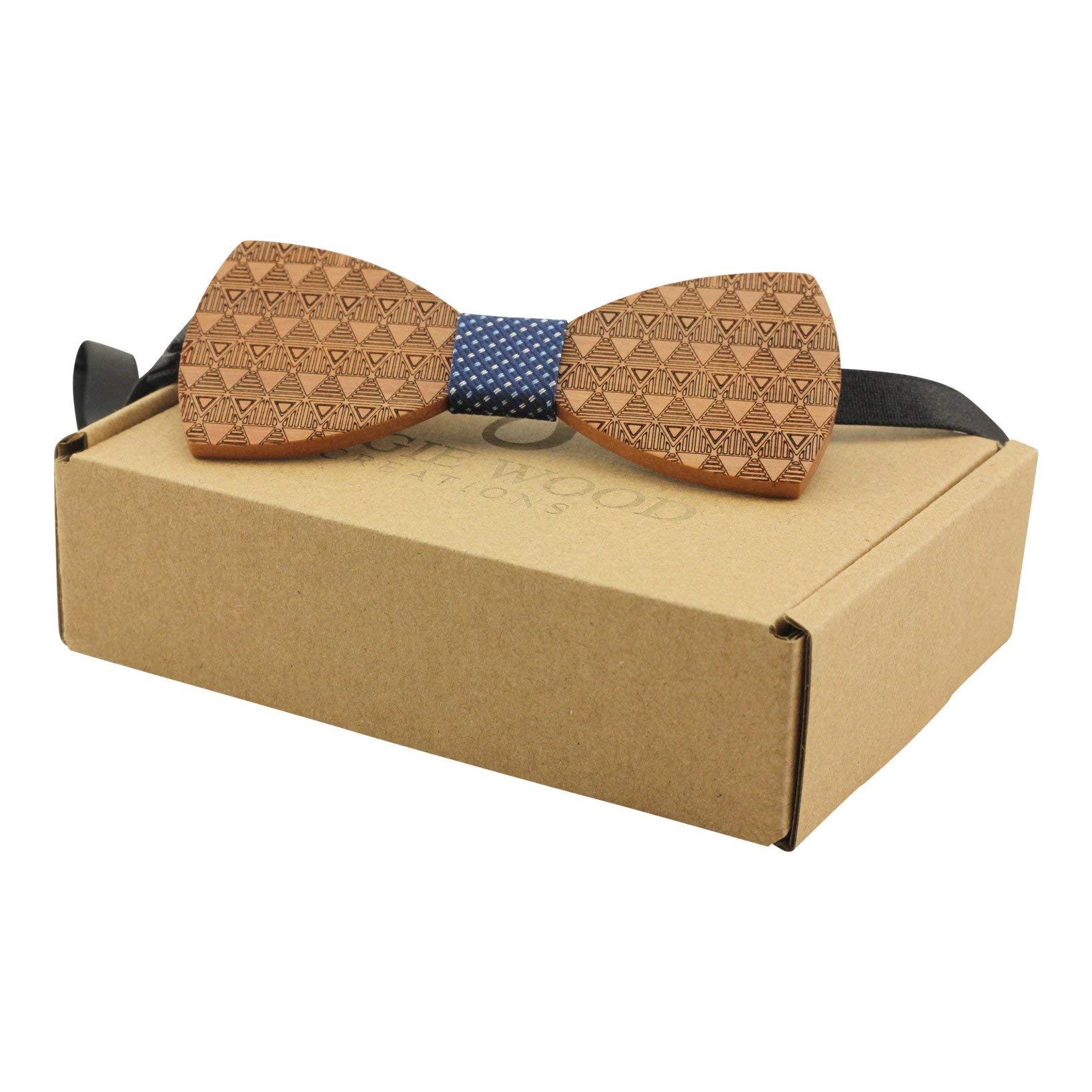 Red Sandalwood Bow Tie with Aztec Pattern and Spot Fabric