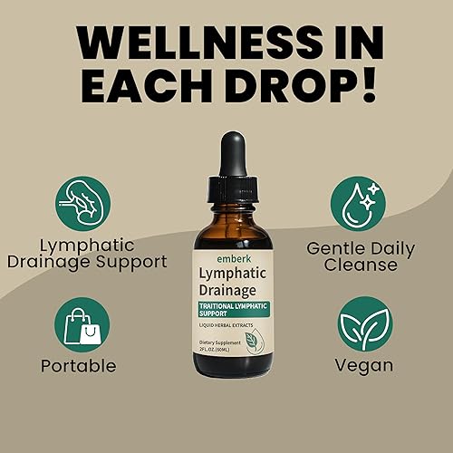 Miniatura 4 de Gotas de drenaje linfático, mezcla de hierbas de 2000 mg con saúco y diente de león de equinácea, apoya el drenaje linfático, el sistema