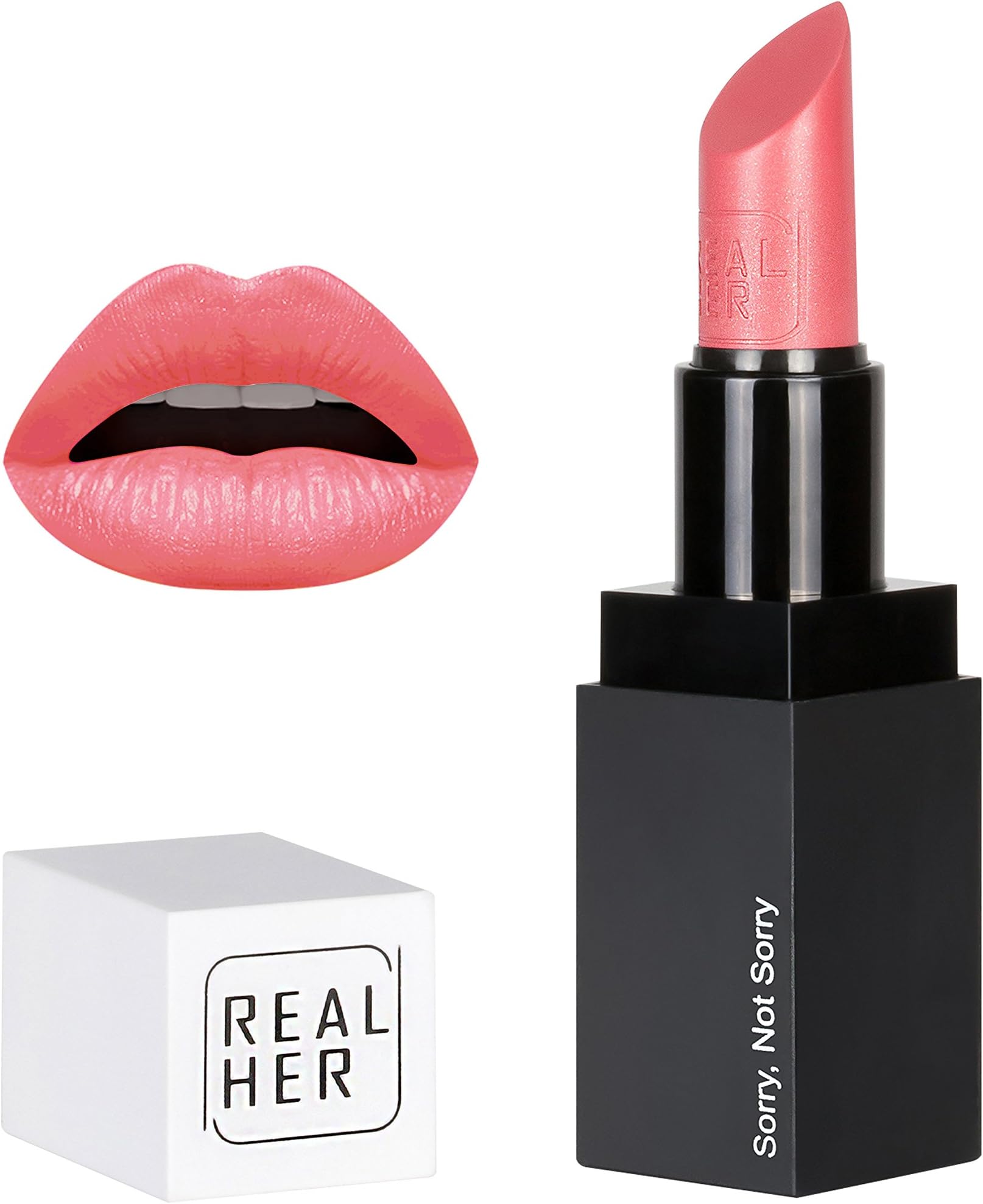 RealHer Moisturizing Lipstick Sorry Not Sorry Long-Wear-All-Day Highly Pigmented Color-Satin Finish