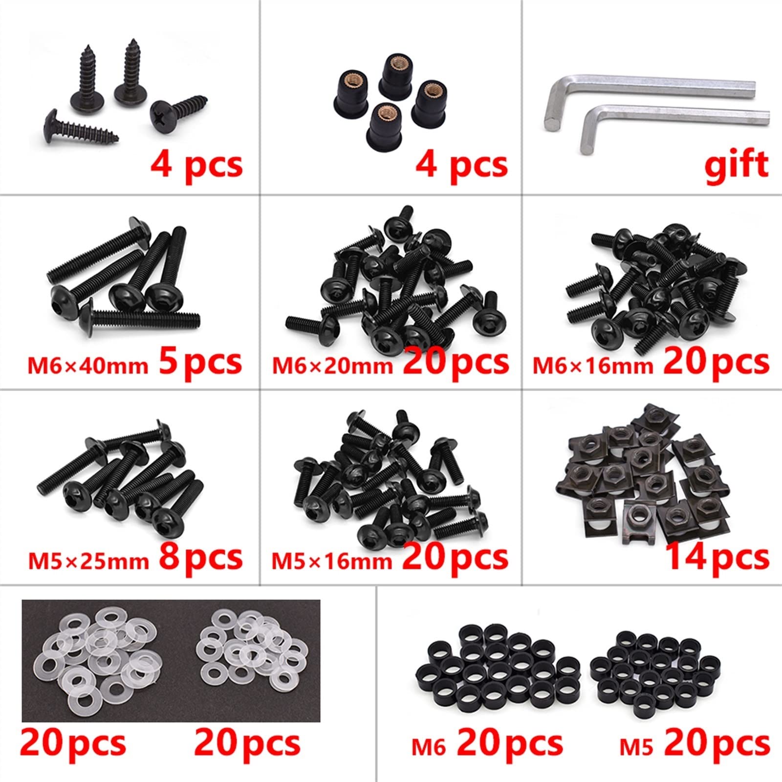 175PCS Body Screws For Kawasaki Z650 Z900 Z800 Z250 Z300 For Ninja 250 300 R Universal Motorcycle Fairing Bolts Kit Fixing Clips Screw Nuts