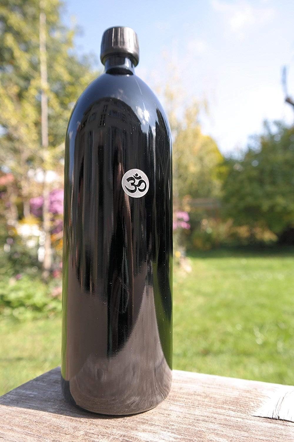 1 Litre Bottle, Miron Glass / Purple Glass with OM Sign, Yoga