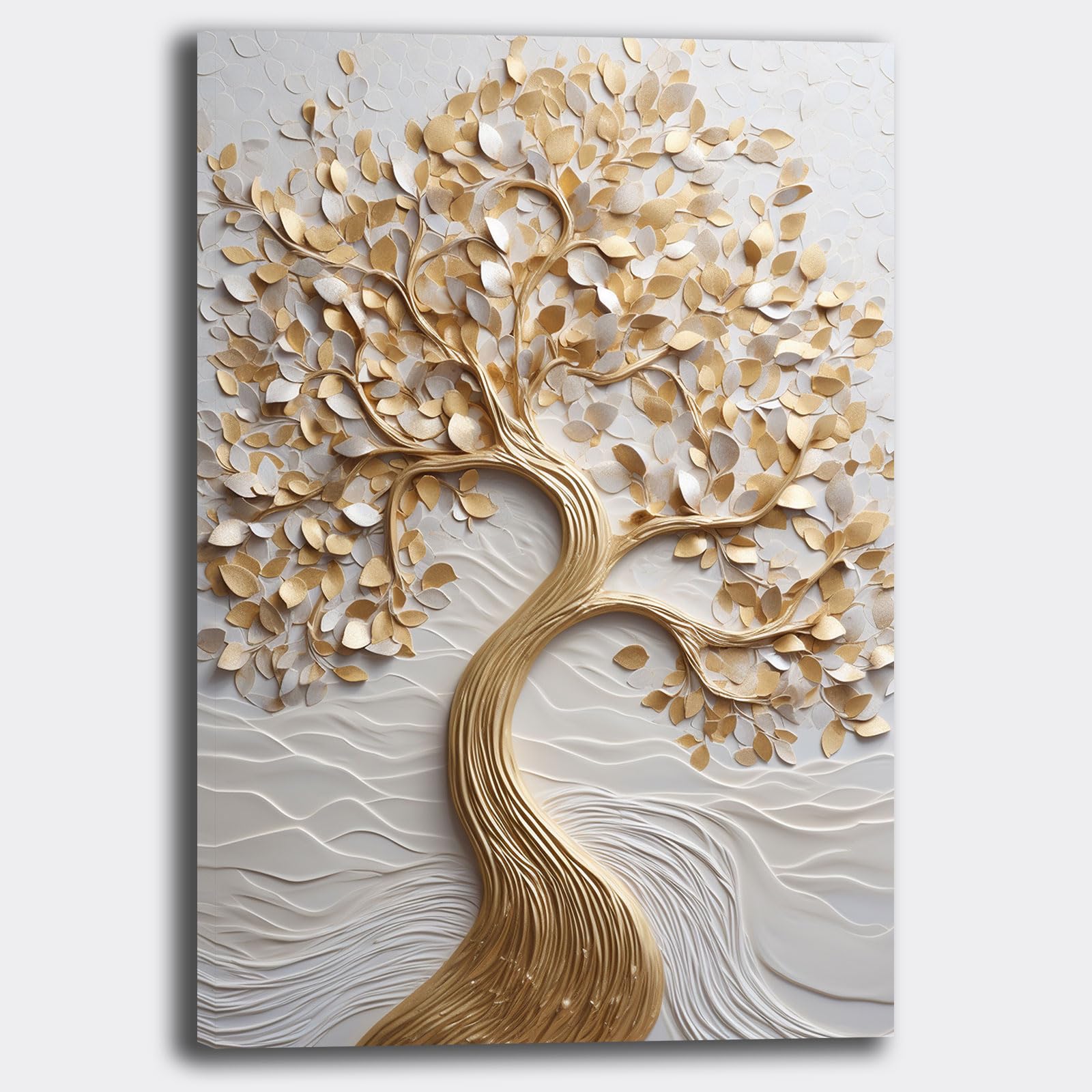 Printerland Quadro Verticale moderno Soggiorno Albero della Vita grigio Stampa su tela Canvas Astratto Camera da Letto (7, 70x100 cm, Canvas intelaiato)