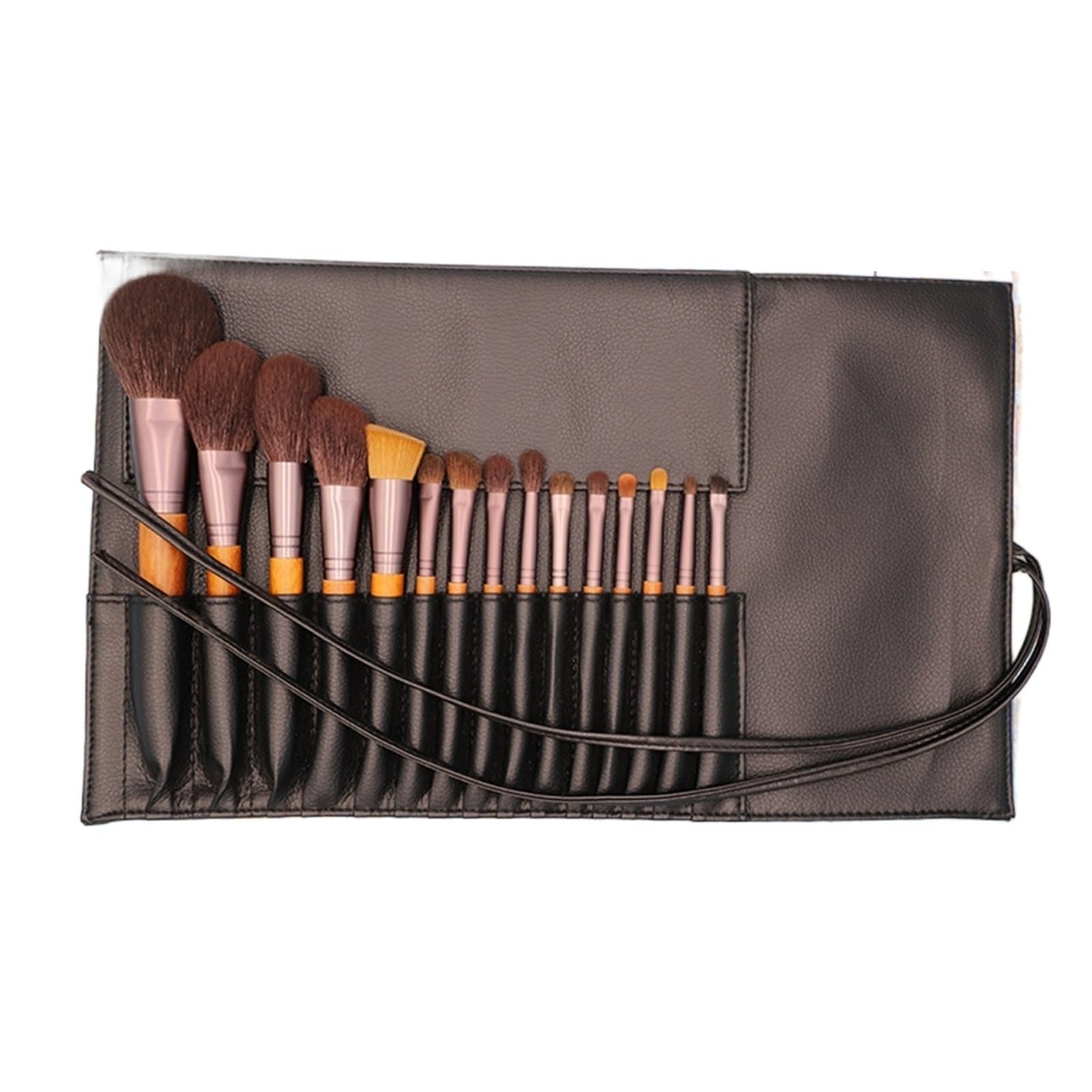 Pinceles de Maquillaje Juego de 15 brochas maquillaje for base en polvo Profesionales(Brown2)