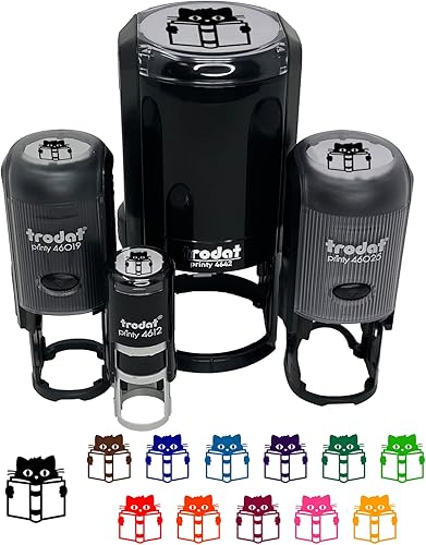 Libro de lectura para gatos, sello de goma autoentintado para sellar planificadores de manualidades, tamaño pequeño de 34 pulgadas, tinta verde