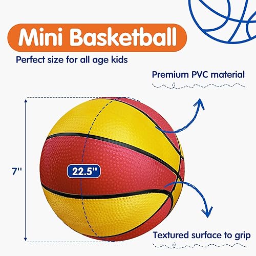 Miniatura 2 de 4 Paquetes de Mini Balones de Baloncesto de 7 Pulgadas Tamaño 3 con Bomba, Juego de Balones de Baloncesto Pequeños para Niños para Aro de
