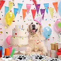 Vista 6 de Whaline Servilletas de papel de pata de perro de 6.5 pulgadas, servilletas con estampado de patas de mascota, color blanco y negro, servilletas