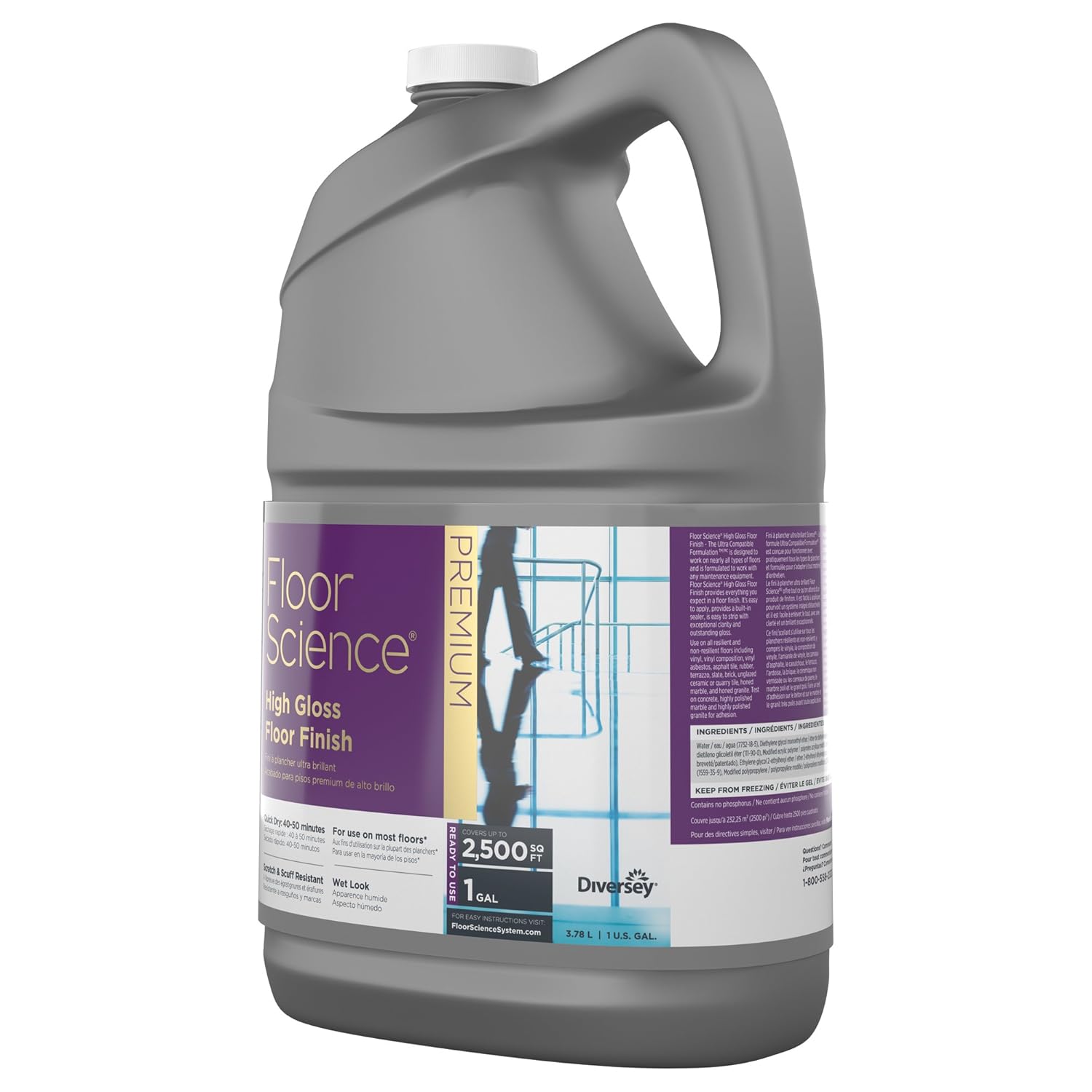 Exclusive Discount 🔥 Diversey CBD540410 Floor Science Premium High Gloss Floor Finish, 1 Gallon - Covers up to 2,500 SQ FT (4 Pack)