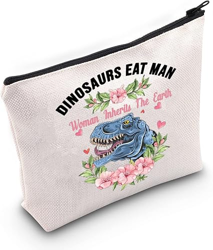 WZMPA Bolsa de maquillaje cosmética de dinosaurios, regalo para fanáticos de dinosaurios, dinosaurios, comen, hombre, mujer, heredan la tierra,