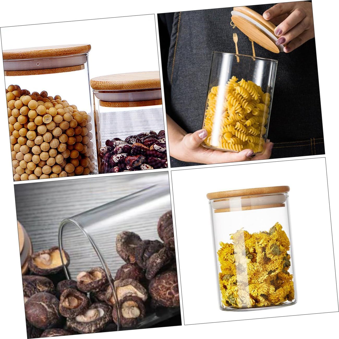 10pcs 6.5x8cm Glass Sealed Canisters with Lids Airtight Food Storage Jars for Tea Candy Pantry Organization