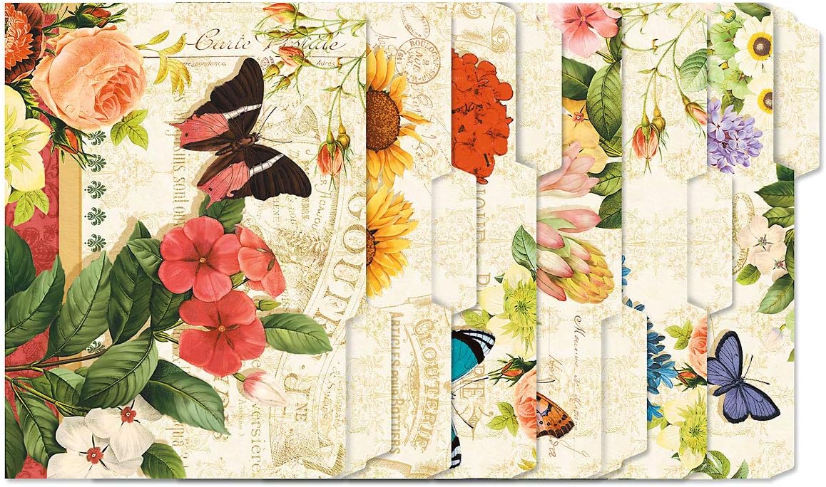 Current Grande Fleur File Folders Value Pack - Bulk Set of 24, 6 Pretty Decorative Designs, 1/3 Cut Tabs, Heavy-Duty Paper Stock, Office Supplies for Home & Work, 9-½” x 11-¾” Letter Size