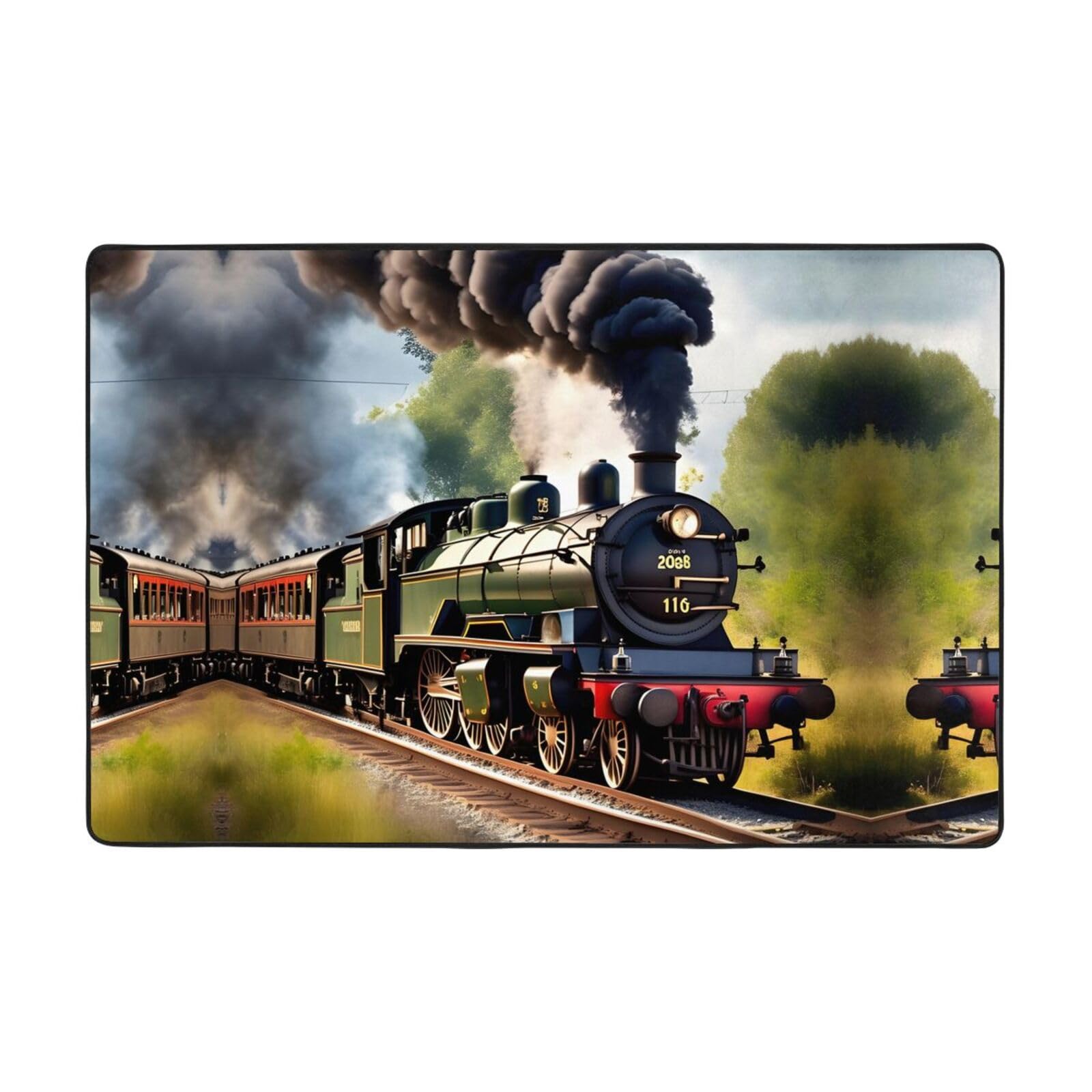 Petit tapis d'impression de train lavable et tapis super doux salon
