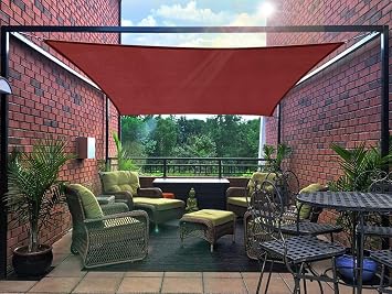 Patio Sun Shade Sail Canopy, 16 x 18 Rectangle Shade Cloth Block Sunshade Fabric - Outdoor Cover Awning Shelter for Pergola Backyard Garden Yard Red Color