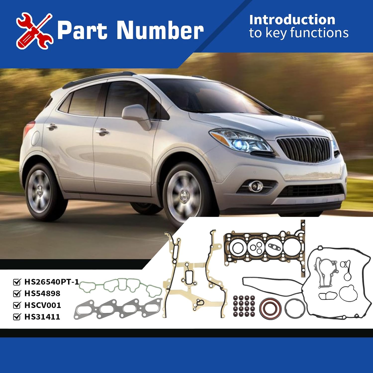 Engine Head Gasket Set 1.4L Compatible with Cruze Sonic Trax Encore 2011 2012 2013 2014 2015 2016 HS54898 HS26540PT-1 HSCV001