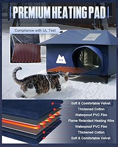 Heated Outdoor Cat House for Outside Cat in Winter,Upgraded 100% Weatherproof,Spacious Interior,2 Doors,Name Pocket,Heavy-Duty Insulated Feral Cat Shelter for Stray Barn Kitten(Blue,28"x16"x14.5")