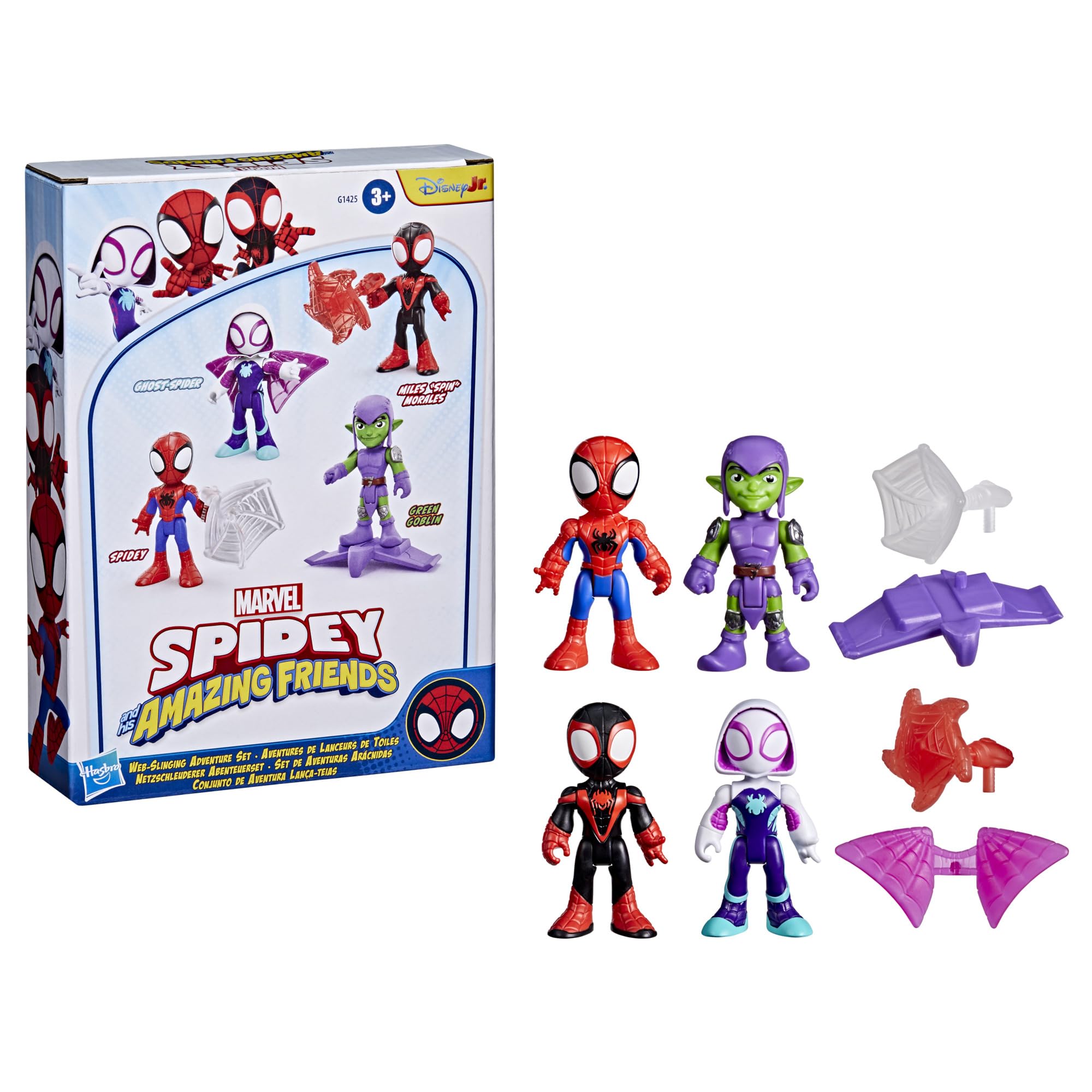 Marvel Spidey and His Amazing Friends, Set de Aventuras arácnidas, Set de Figuras de acción de Spider-Man