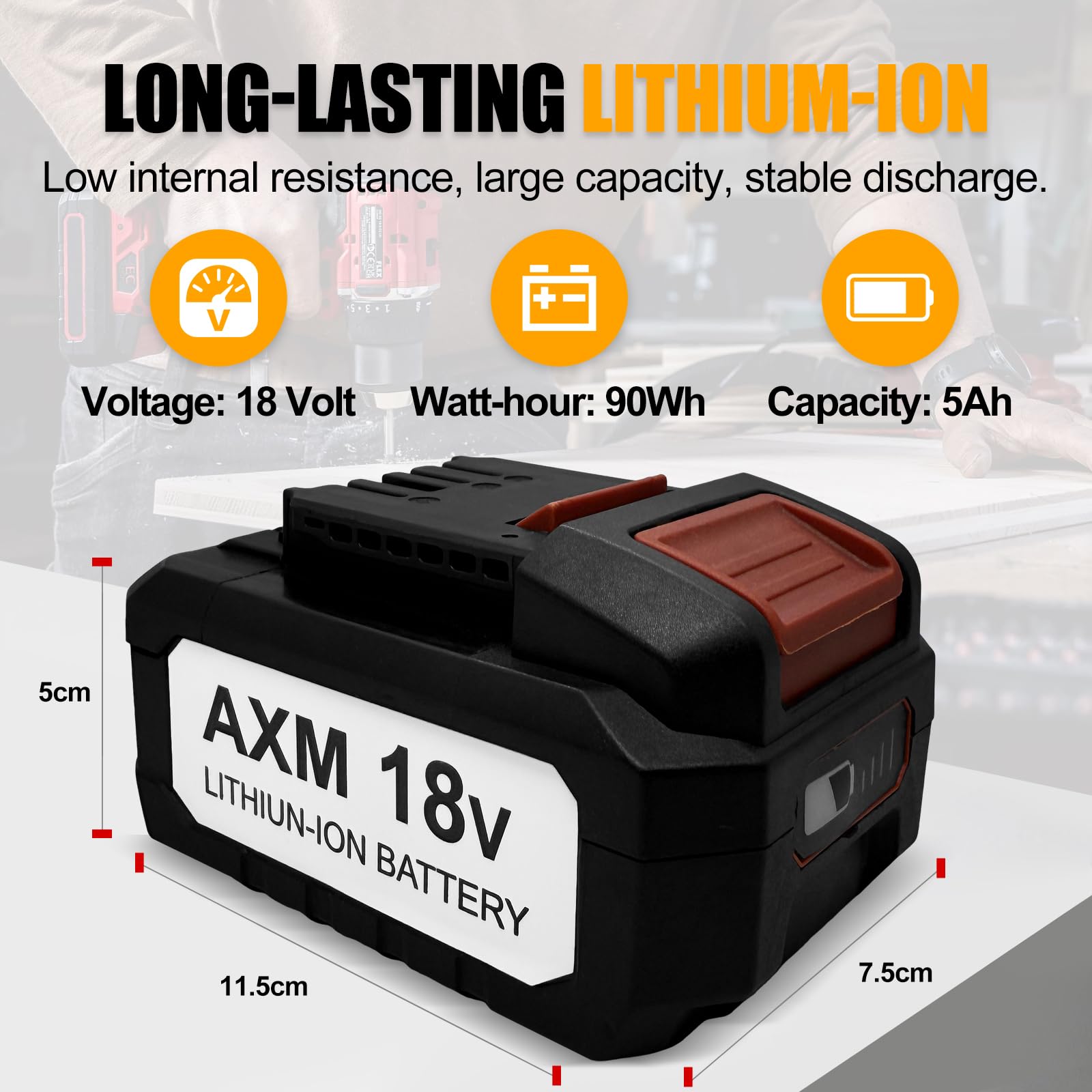 Batería de repuesto para 532733 (18 V, 5,0 Ah) | Compatible con baterías Flex de 18 V
