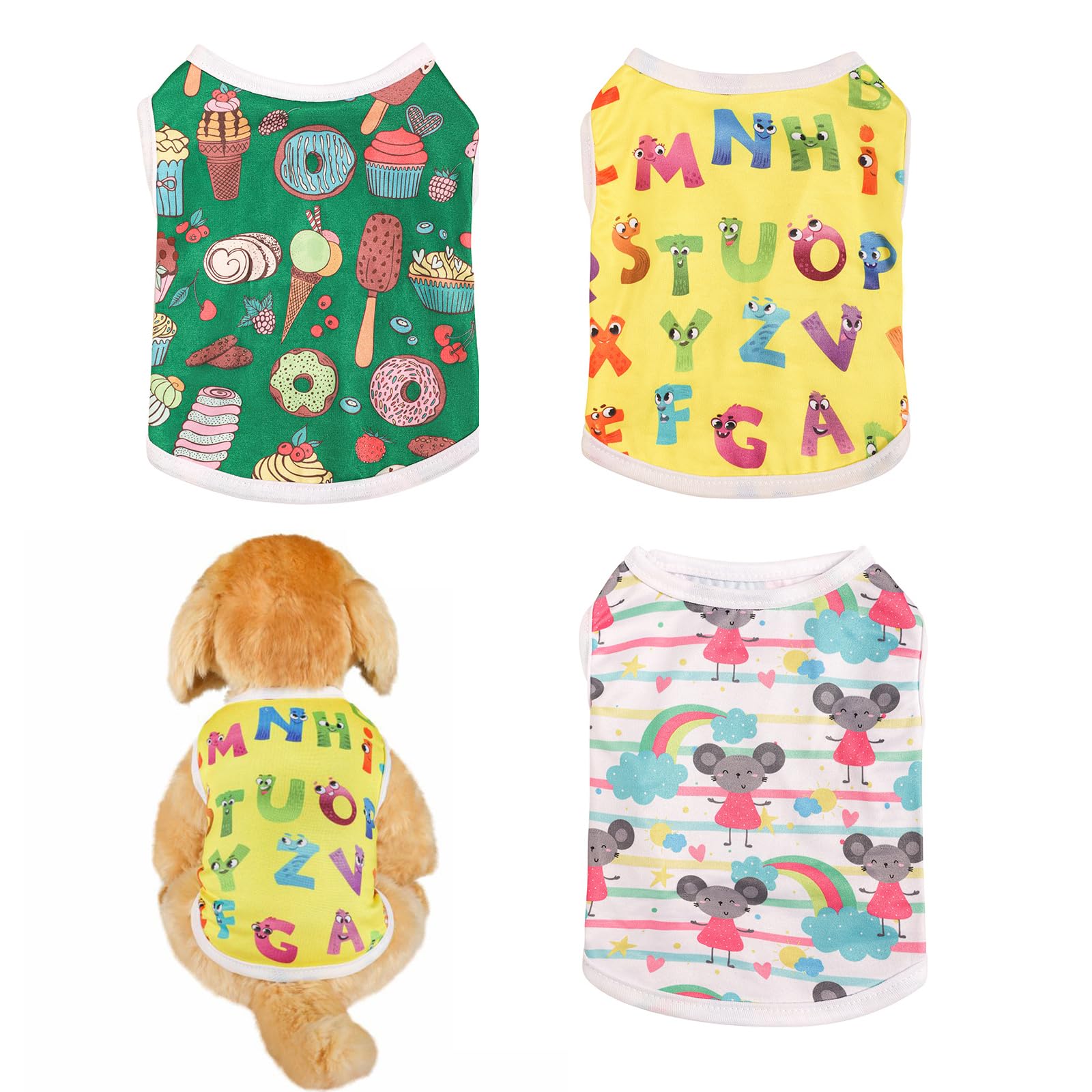 3 Piezas Camisas para Perros,Camisetas Perros Pequeños Transpirable Camiseta de Tirantes Perro Perro Ropa Camiseta Perro Verano para Perros Pequeños y Gatos(Verde,M)