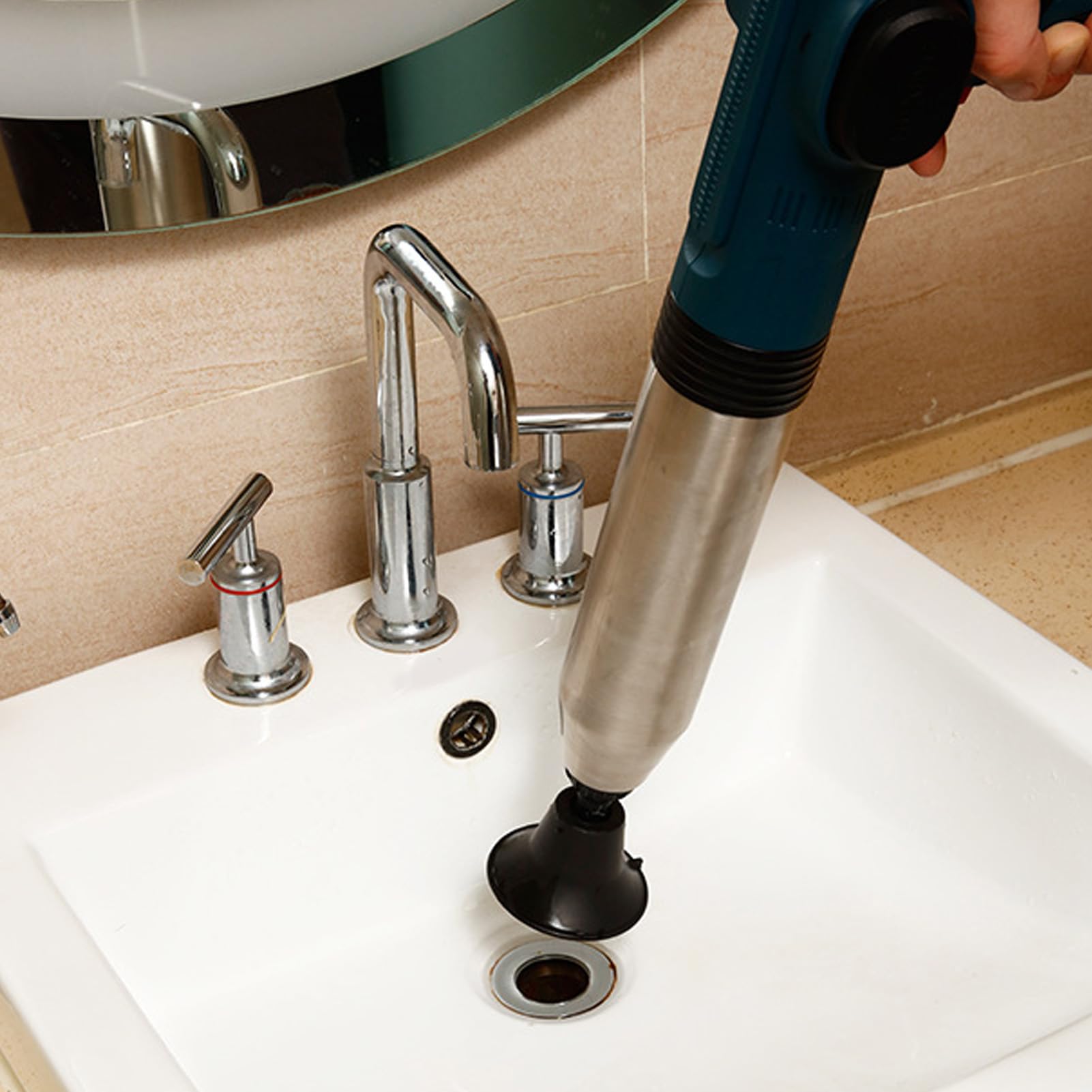 Jectse Déboucheur de Vidange électrique, Piston de Toilette Ergonomique Ergonomique Puissant AC100-240V Salle de Bain (Prise UE 100‑240 V)