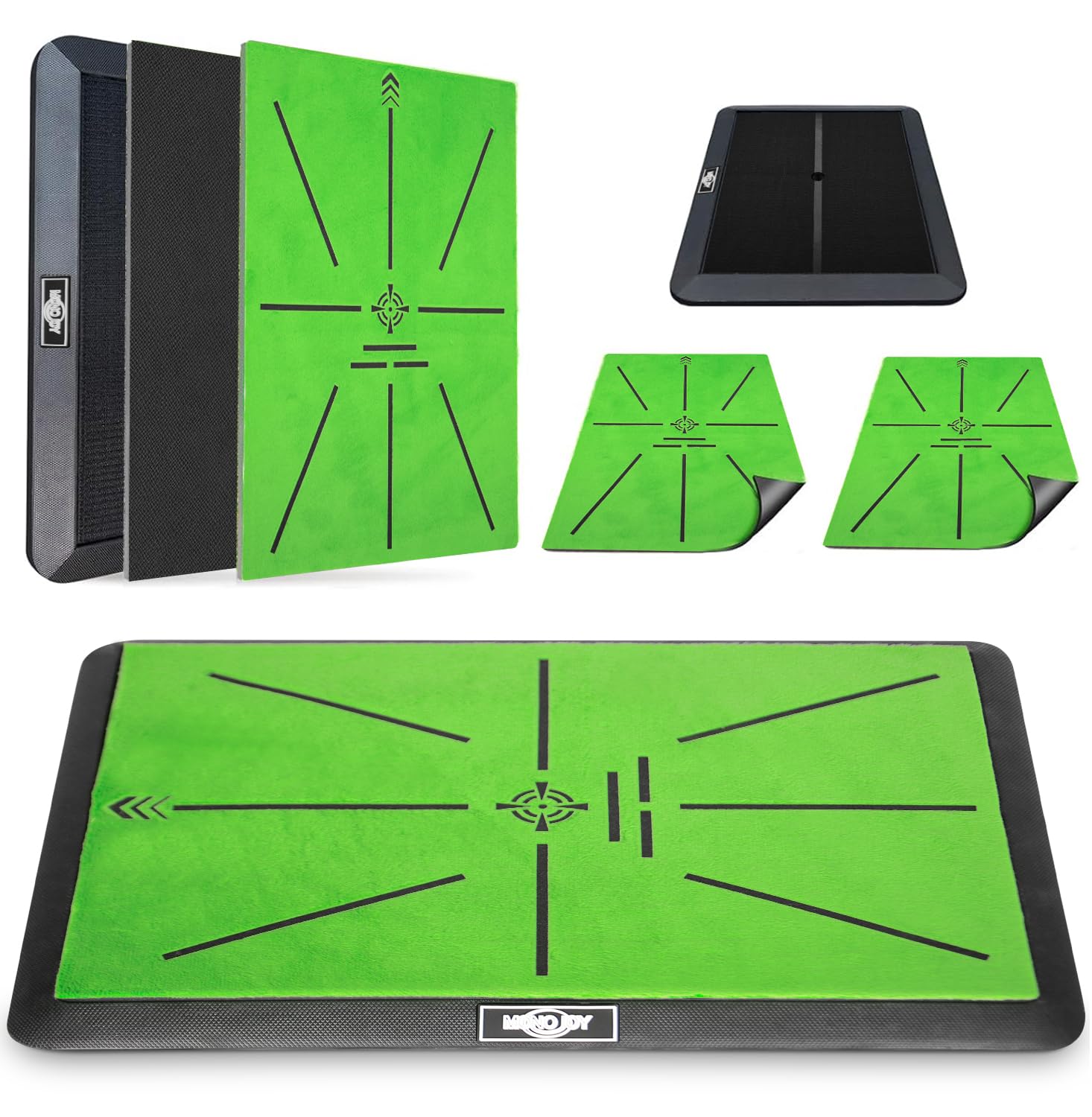 Golf Hitting Mat with Golf Tees - Golf Practice Mat for Swing Path Feedback Detection Batting, Golf Chipping Mat with Extra Replaceable No-Slip Pads for Indoor/Outdoor Training