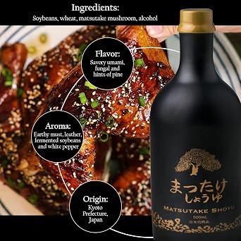 HAKU Matsutake Shoyu Japanese Soy Sauce (500 ml) - Organic Mushroom Flavored Dark Soy Sauce - Pure Soy Sauce with No Additives - Unfiltered Shoyu Sauce for Ramen, Ponzu, Sushi, Sashimi