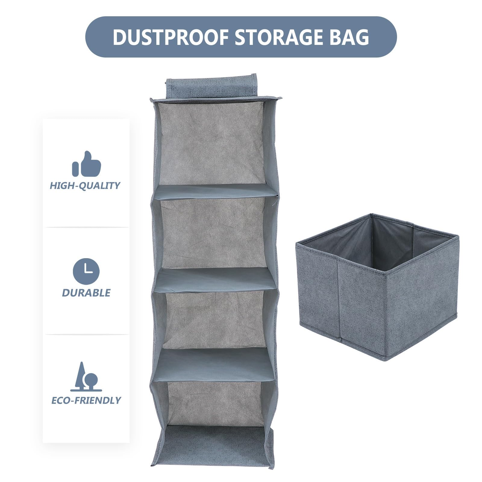SOLUSTRE Organizador de Armario Colgante Multiusos No Tejida Lavable y Cajón de Almacenamiento Gris de Espacio para Ropa y Accesorios