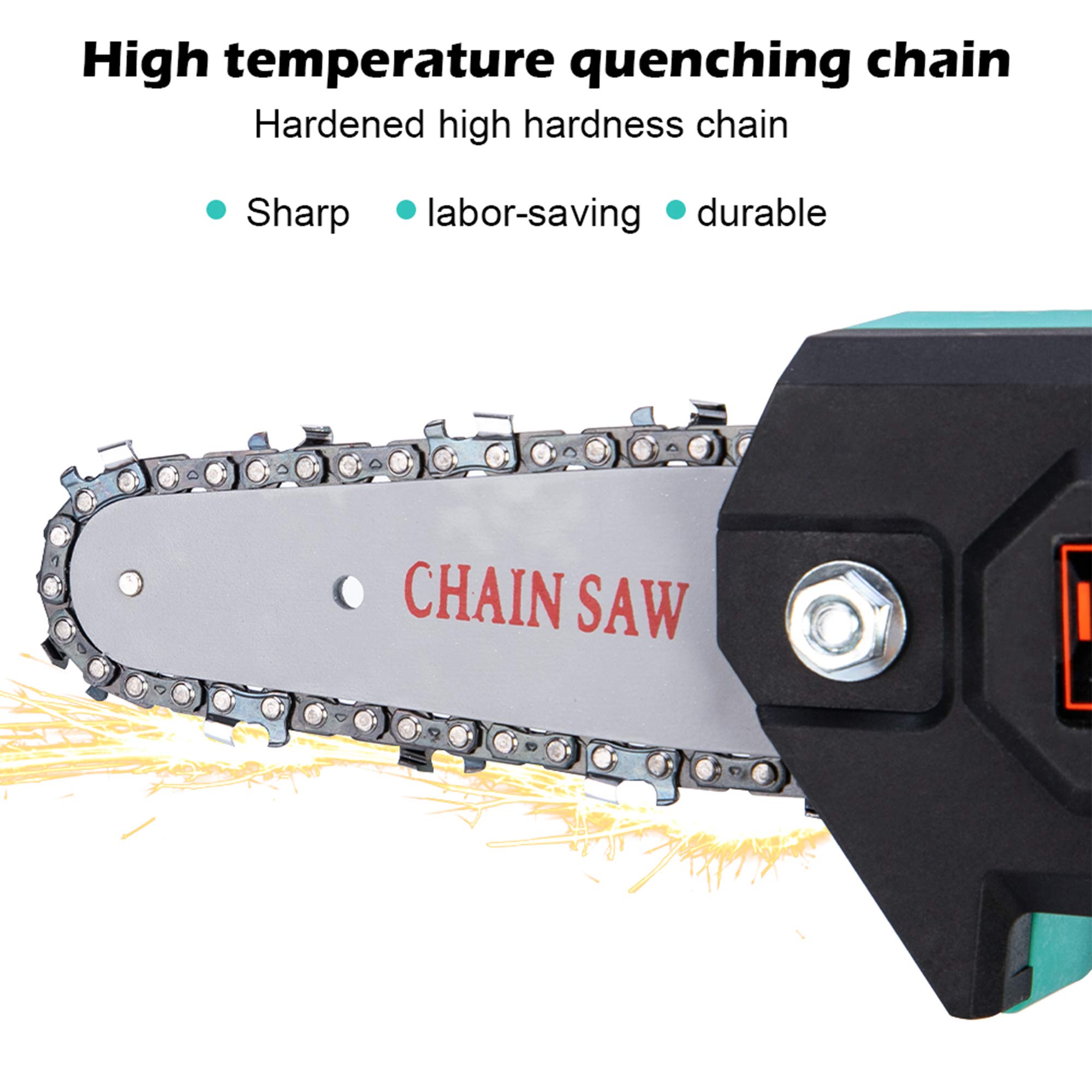 24V 550W Mini Sierra de Cadena Eléctrica Motosierra Portátil Herramienta de Jardín de Motosierra de Poda con Batería de Litio para Cortar Madera Herramienta de Carpintería Recargable