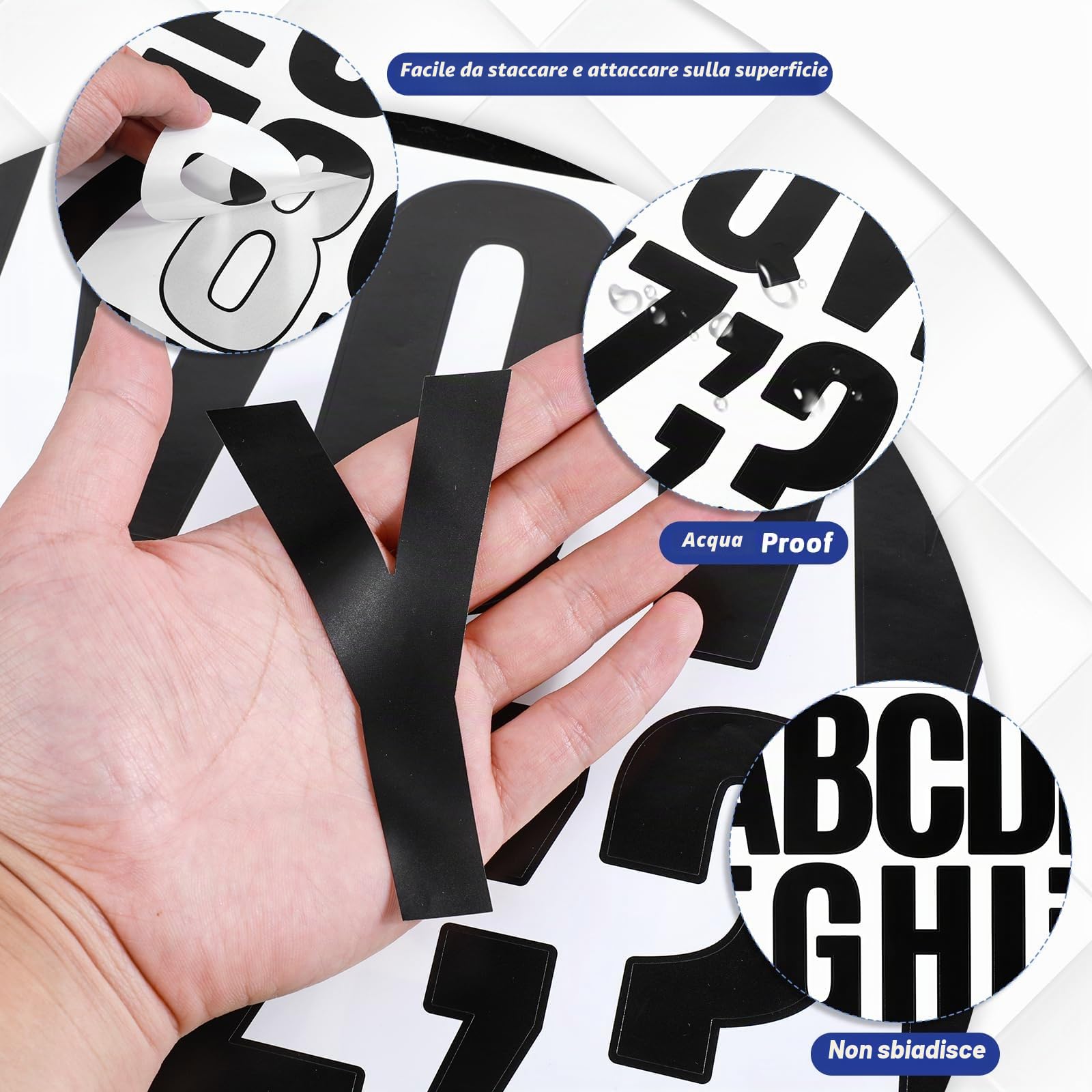 JJUNW Kit di 13 fogli di grandi adesivi in vinile con lettere dell'alfabeto, 10 cm, impermeabili, per fai da te, cassette postali, quaderni, porte, bottiglie d'acqua, auto (nero)