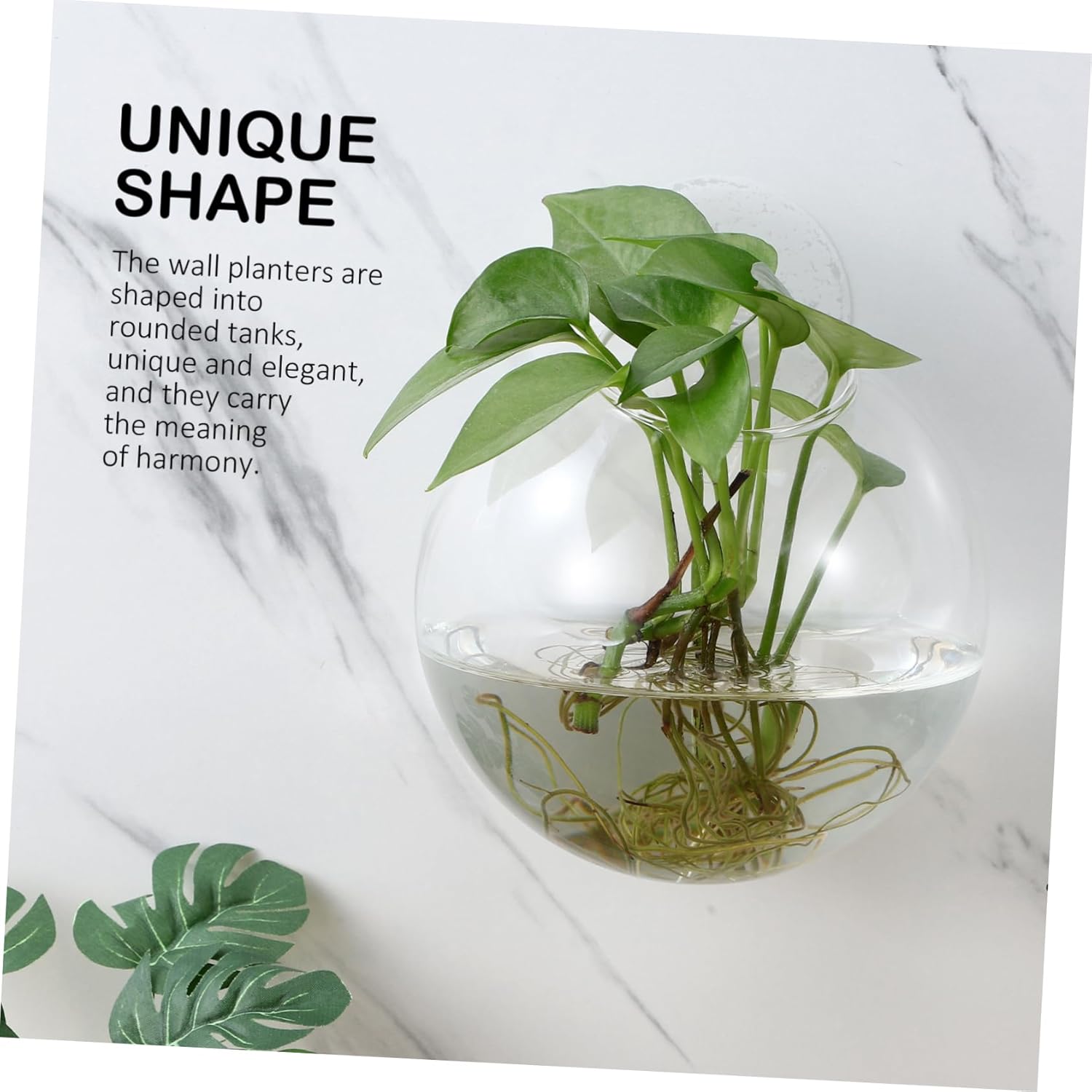 VANZACK 4pcs Wall Hanging Glass Planters Transparent Round Vases for Hydroponics Plants Space Saving Wall Mount Flower Holders with High Clarity and Glossy Finish