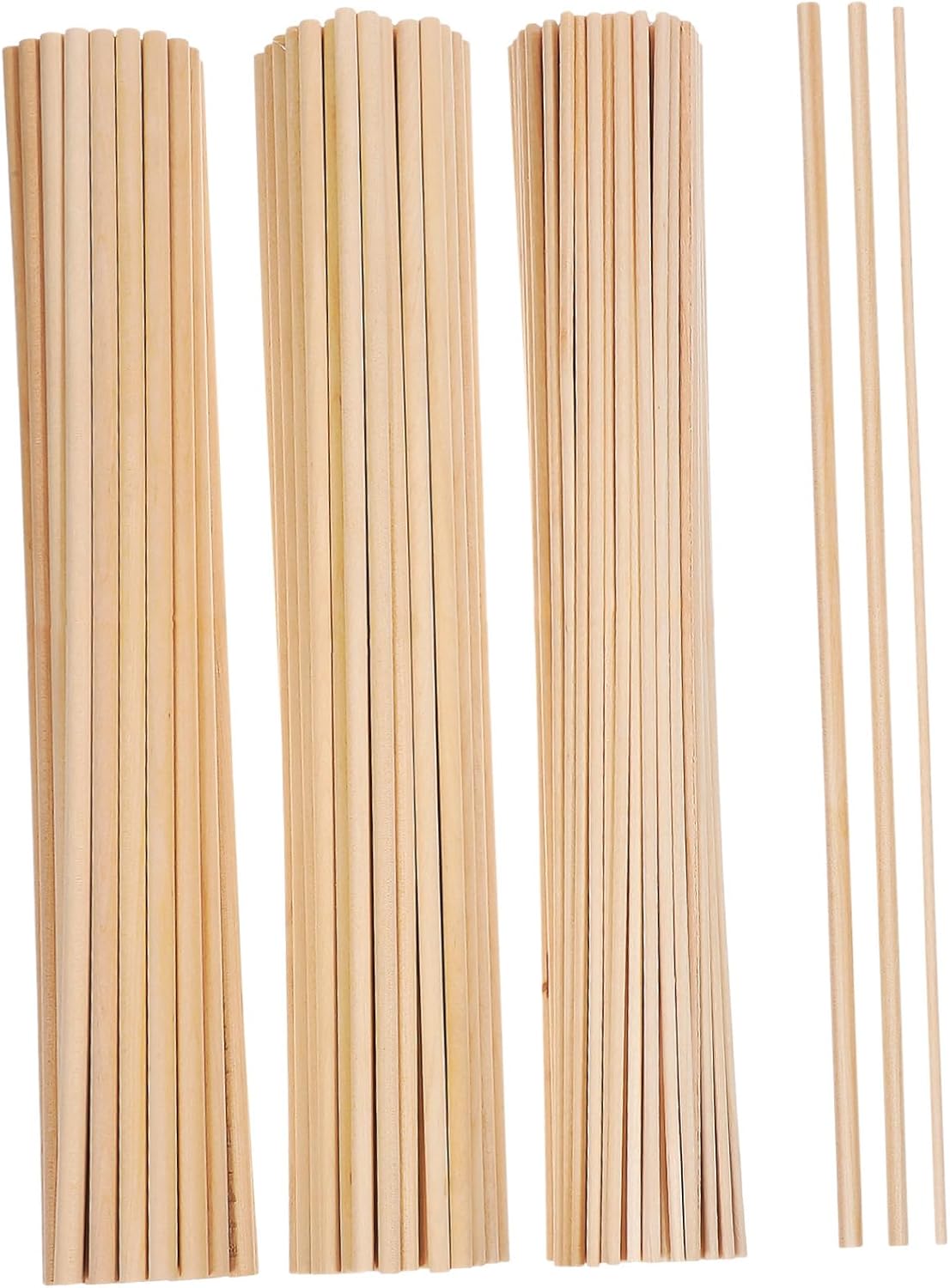 TEHAUX 215pcs Unfinished Round Wood Sticks Craft Sticks Twigs Jumbo Craft for Crafting DIY Projects