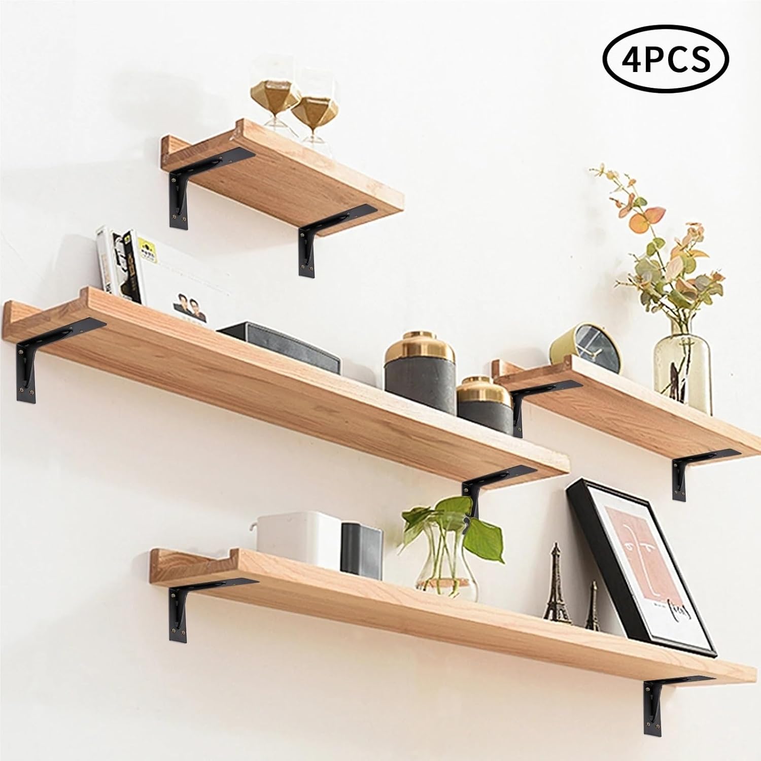 4Pcs Hidden Shelf Bracket L-Shape Heavy Duty Metal Corner Brackets Wall Corners Braces Solid