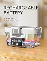 Vista 2 de Cordless Electric Lunch Box 16,000mAh – Smart Automatic Heating, 1.6L Portable Food Warmer, Rechargeable Battery-Powered Hot Meal Container for